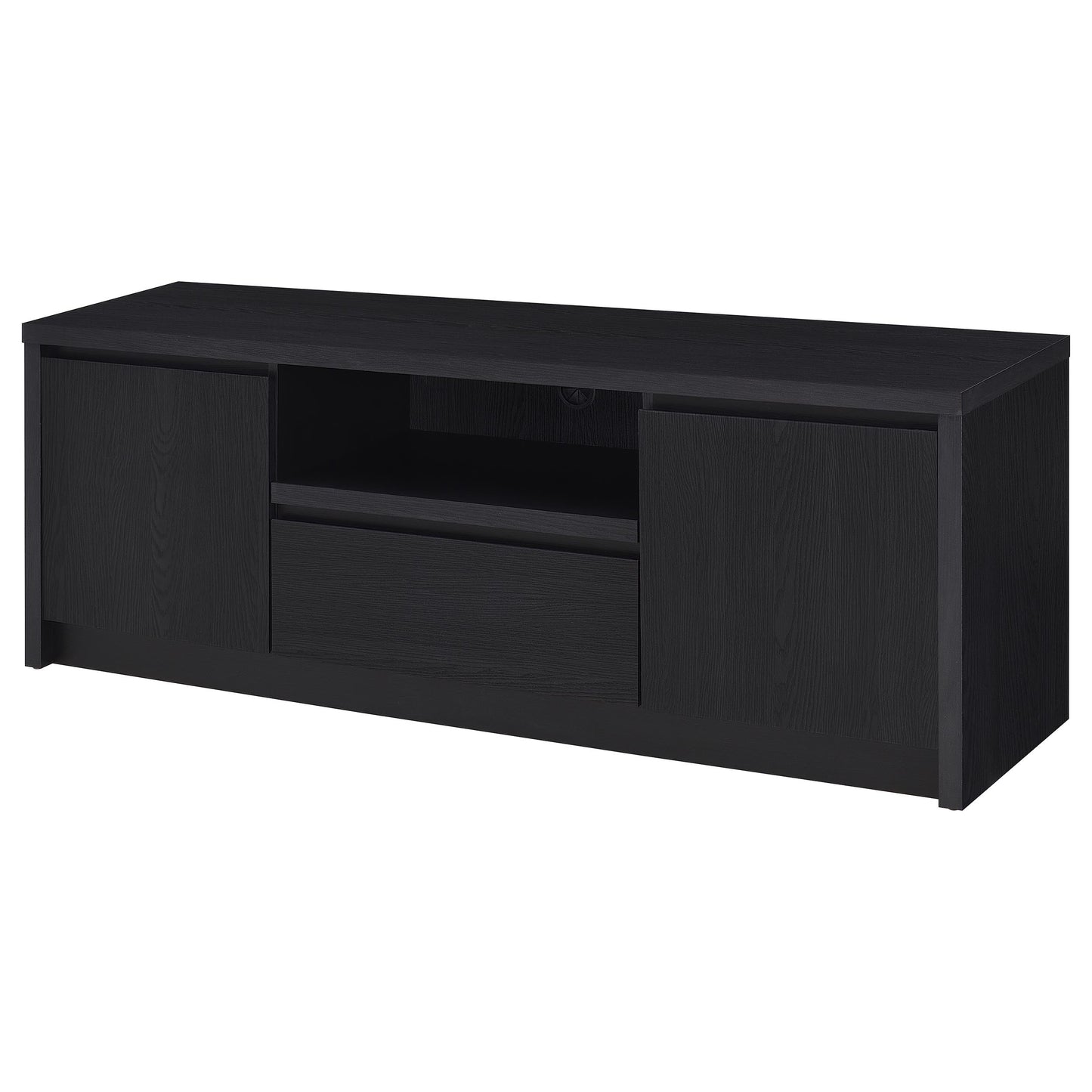Mueble de TV Winfield de 2 puertas, consola multimedia, color negro