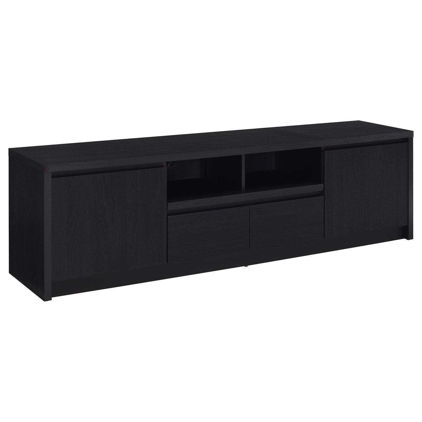 Mueble de TV Winfield de 2 puertas, consola multimedia, color negro