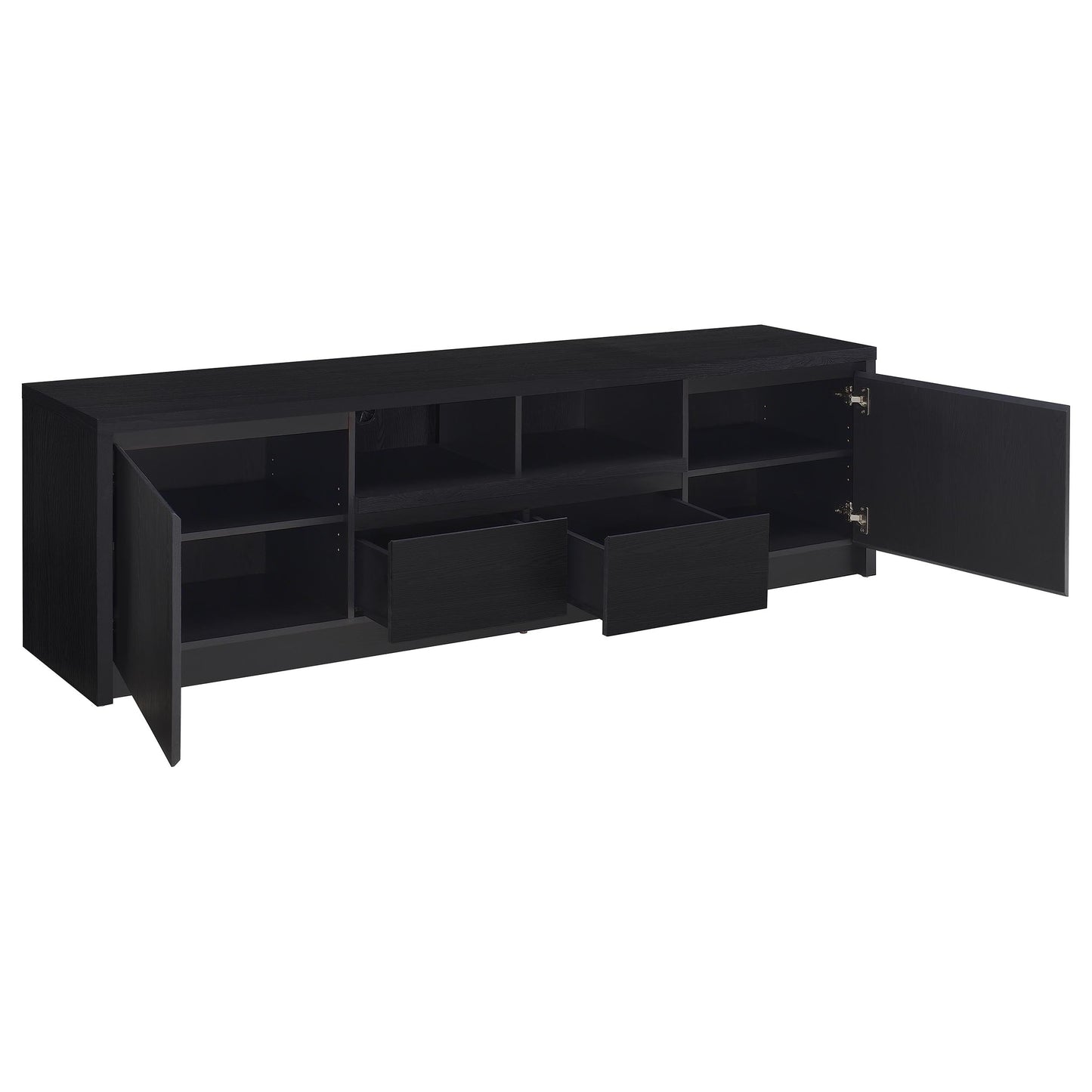 Mueble de TV Winfield de 2 puertas, consola multimedia, color negro
