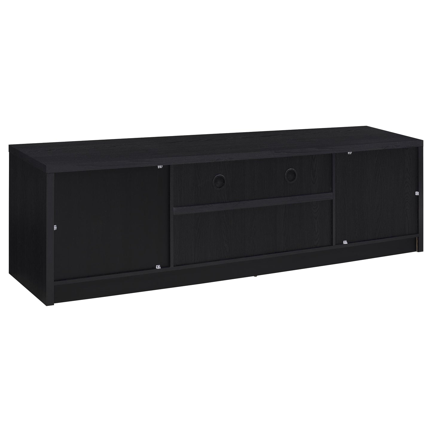 Mueble de TV Winfield de 2 puertas, consola multimedia, color negro