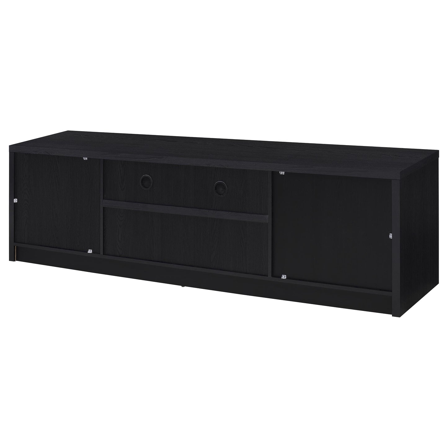 Mueble de TV Winfield de 2 puertas, consola multimedia, color negro
