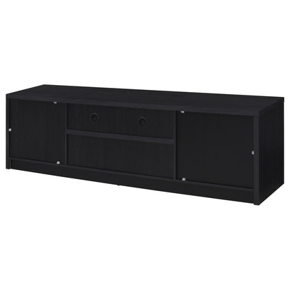 Mueble de TV Winfield de 2 puertas, consola multimedia, color negro