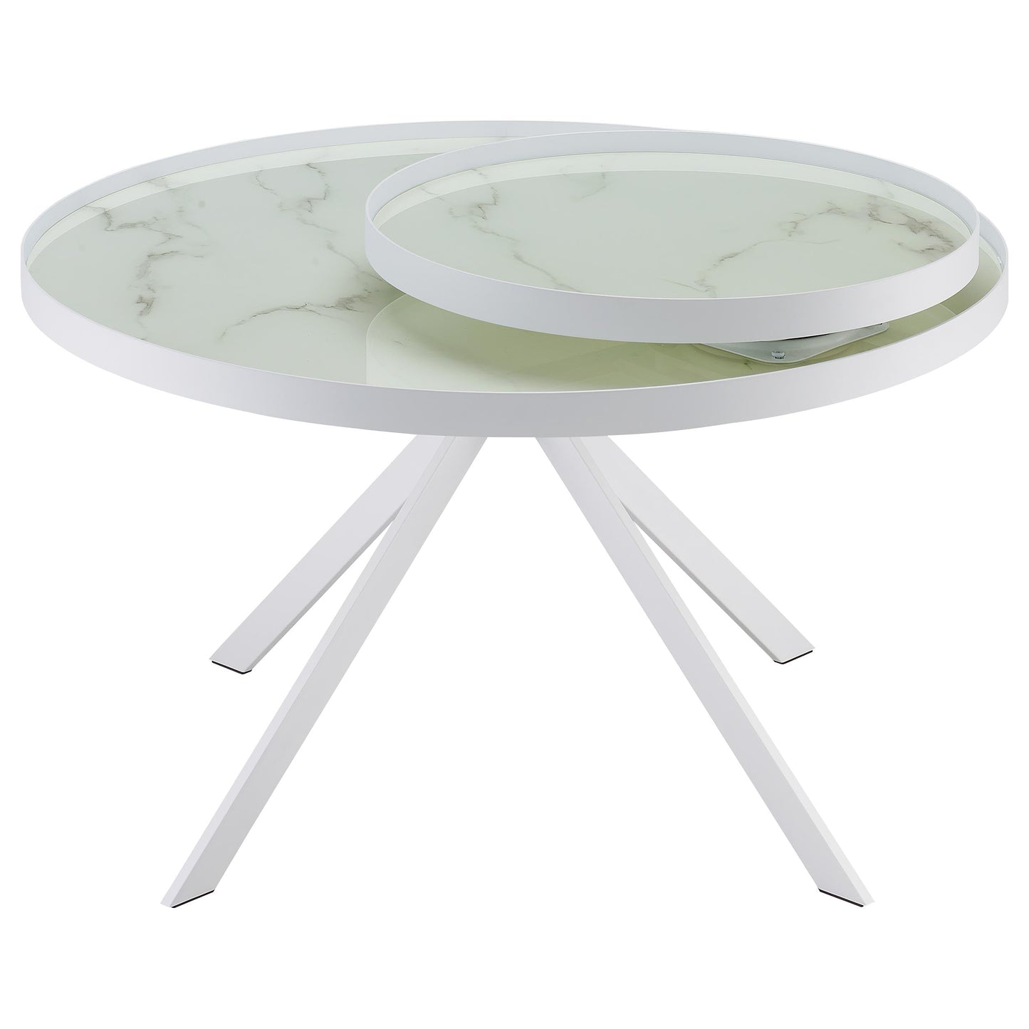 Briggs Round Marble Printed Glass Top Coffee Table Black