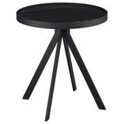 Briggs Round Marble Printed Glass Top End Side Table White