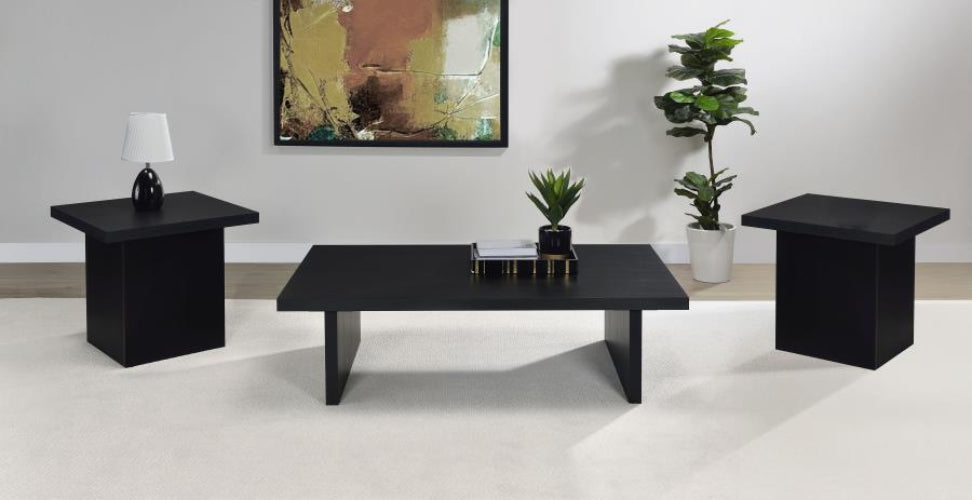 Max Rectangular Coffee and End Table Set Black