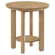 Ottowa  Round Wood Coffee Table Set Light Oak