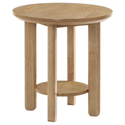 Ottowa  Round Wood Coffee Table Set Light Oak