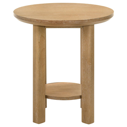 Ottowa  Round Wood Coffee Table Set Light Oak
