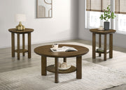 Ottowa  Round Wood Coffee Table Set Brown