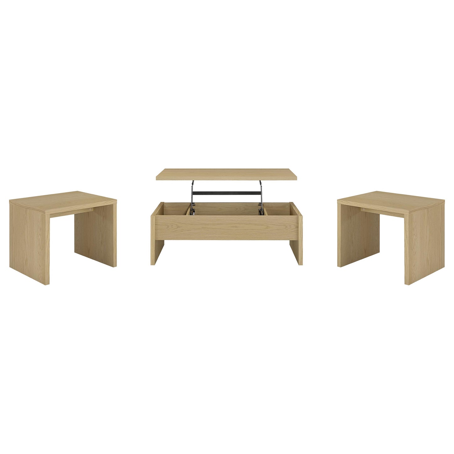 Canoga Lift Top Cocktail Coffee Table Set Light Oak