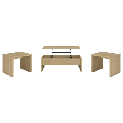 Canoga Lift Top Cocktail Coffee Table Set Light Oak