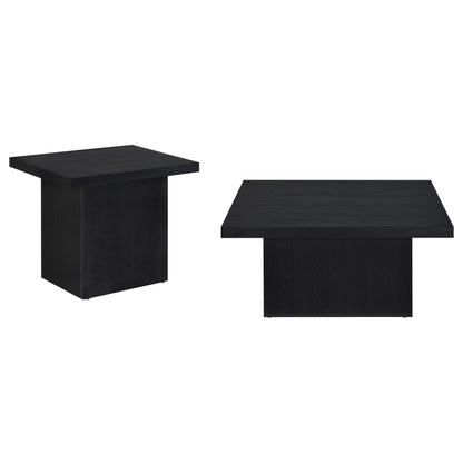 Devar Square Cocktail Coffee End Table Set Black