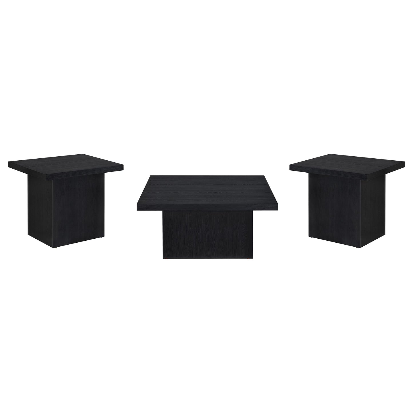 Devar Square Cocktail Coffee End Table Set Black