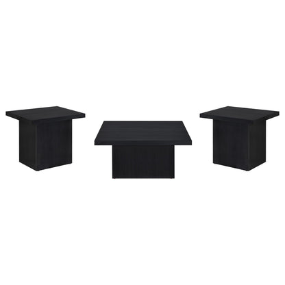 Devar Square Cocktail Coffee End Table Set Black