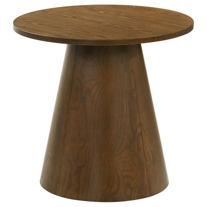 Franklin Round Wood Pedestal Side End Table Dark Brown