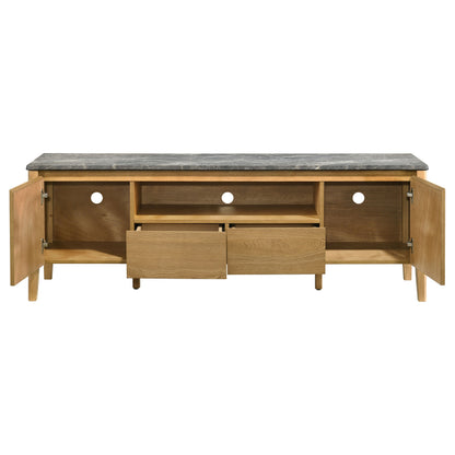 Bradley 63-inch 2-Door SmartTop™ TV Stand Grey and Natural