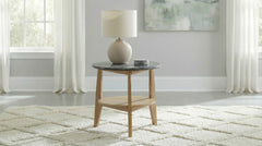Bradley Round SmartTop™ End Side Table Grey and Natural