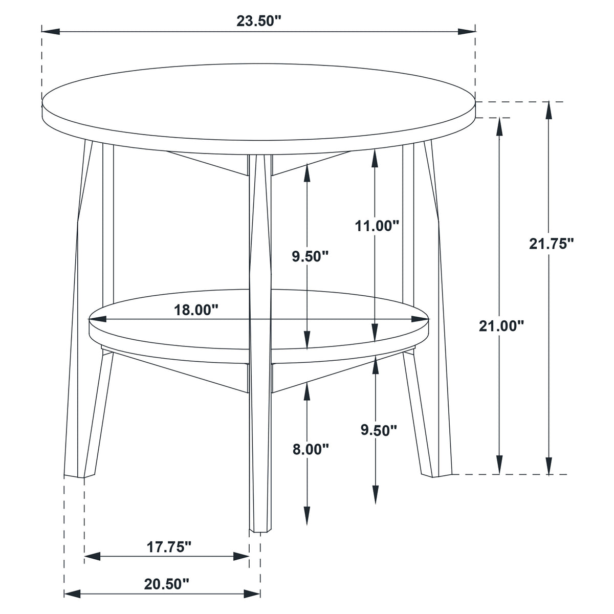 Bradley Round SmartTop™ End Side Table Grey and Natural