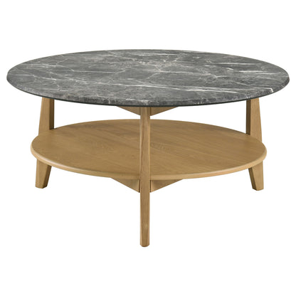 Bradley 2-Piece Round SmartTop™ Coffee Table Set Grey and Natural