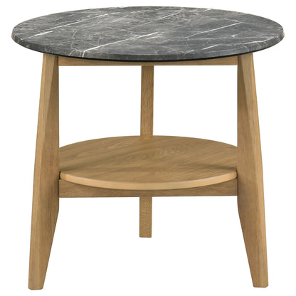 Bradley 3-Piece Round SmartTop™ Coffee Table Set Grey and Natural