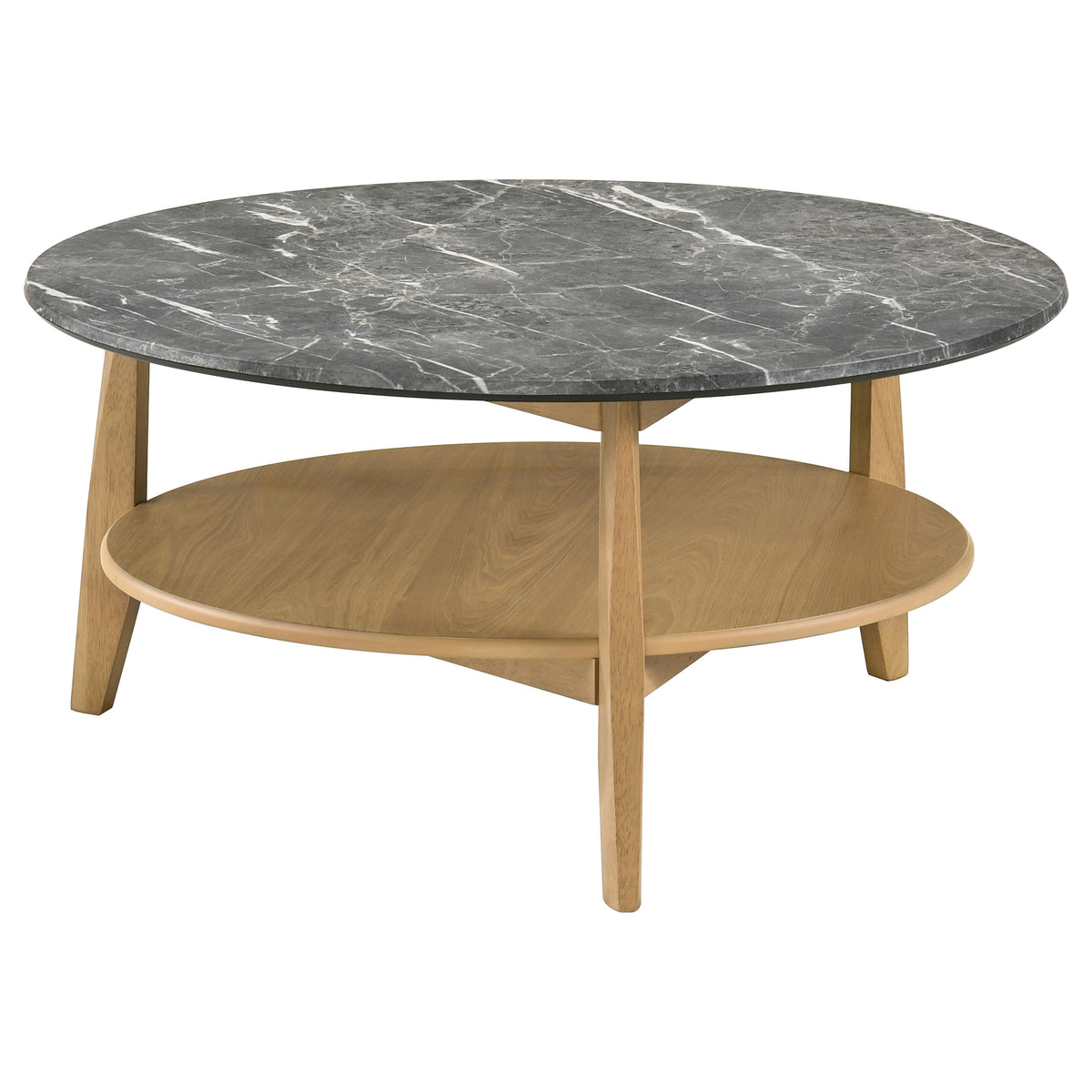 Bradley 3-Piece Round SmartTop™ Coffee Table Set Grey and Natural