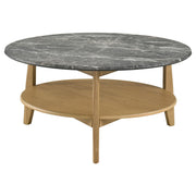 Bradley 3-Piece Round SmartTop™ Coffee Table Set Grey and Natural