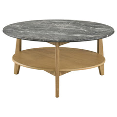 Bradley Round SmartTop™ Cocktail Coffee Table Grey and Natural