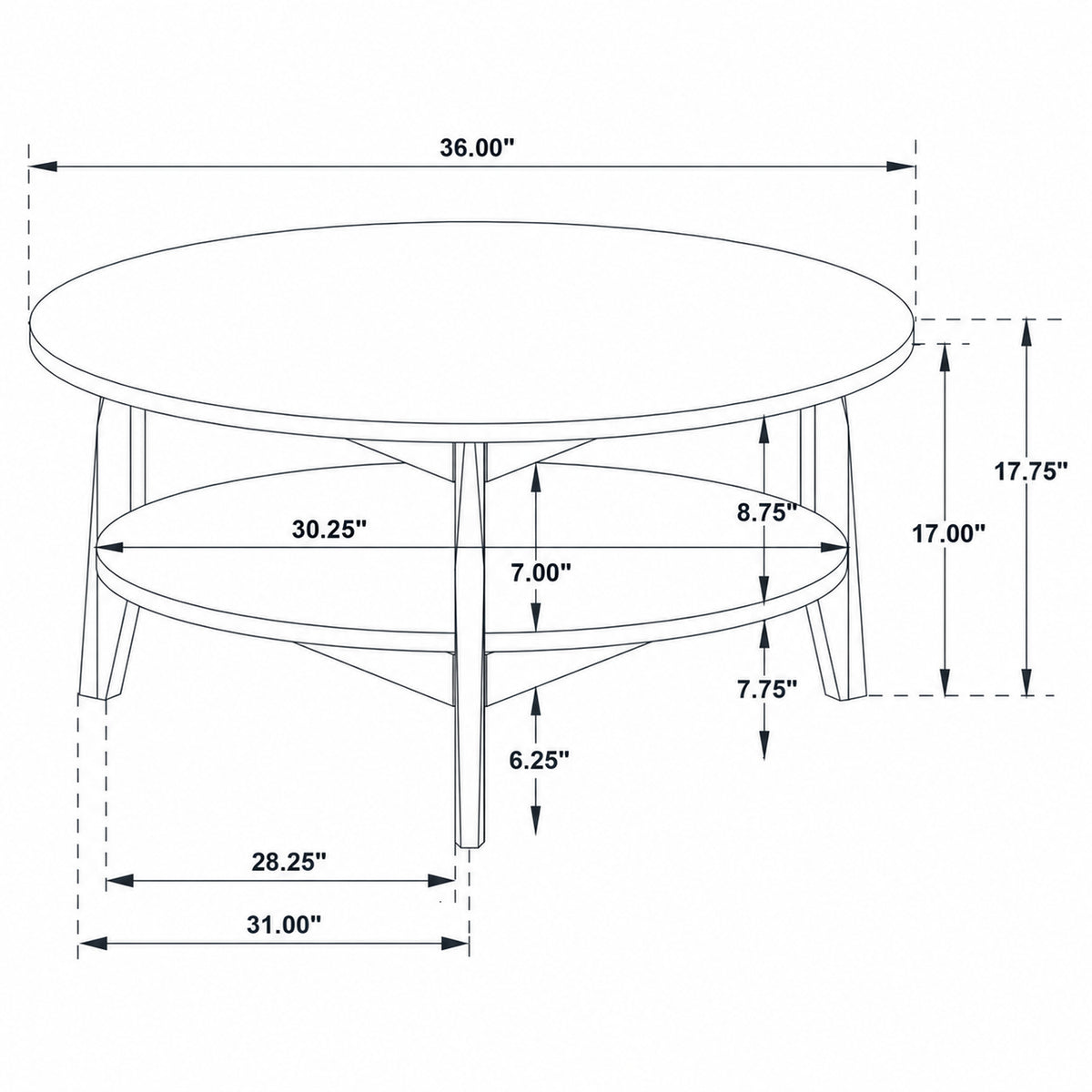 Bradley Round SmartTop™ Cocktail Coffee Table Grey and Natural