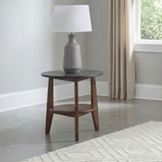Bradley Round SmartTop™ End Side Table Smokey Grey and Dark Brown