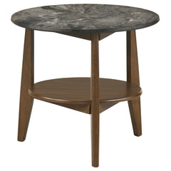 Bradley Round SmartTop™ End Side Table Smokey Grey and Dark Brown