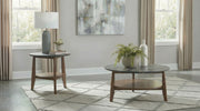 Bradley 2-Piece Round SmartTop™ Coffee Table Set Smokey Grey and Dark Brown