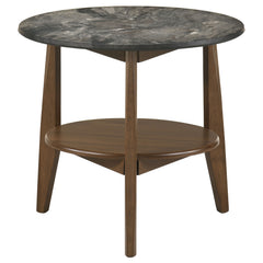 Bradley 2-Piece Round SmartTop™ Coffee Table Set Smokey Grey and Dark Brown