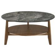 Bradley 2-Piece Round SmartTop™ Coffee Table Set Smokey Grey and Dark Brown