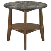 Bradley 3-Piece Round SmartTop™ Coffee Table Set Smokey Grey and Dark Brown