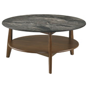 Bradley 3-Piece Round SmartTop™ Coffee Table Set Smokey Grey and Dark Brown