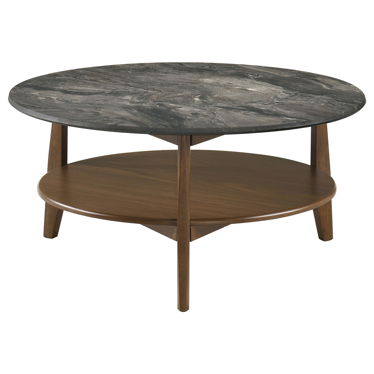 Bradley 3-Piece Round SmartTop™ Coffee Table Set Smokey Grey and Dark Brown