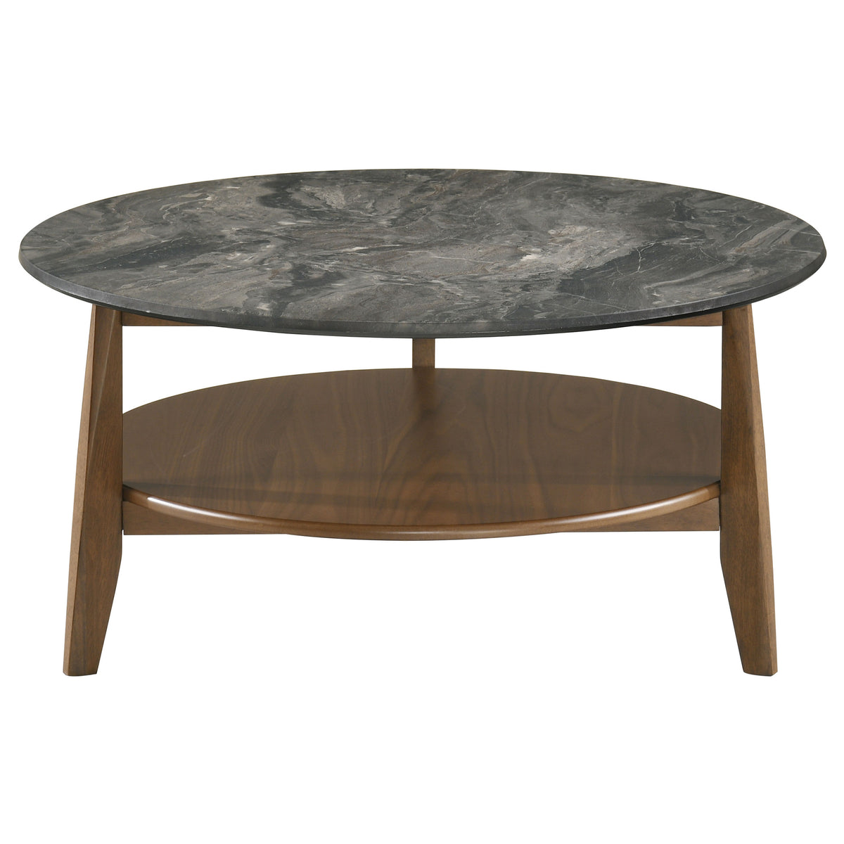 Bradley 3-Piece Round SmartTop™ Coffee Table Set Smokey Grey and Dark Brown