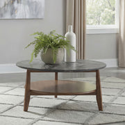 Bradley Round SmartTop™ Cocktail Coffee Table Smokey Grey and Dark Brown