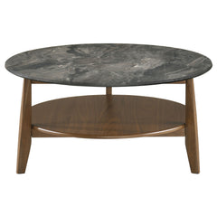 Bradley Round SmartTop™ Cocktail Coffee Table Smokey Grey and Dark Brown