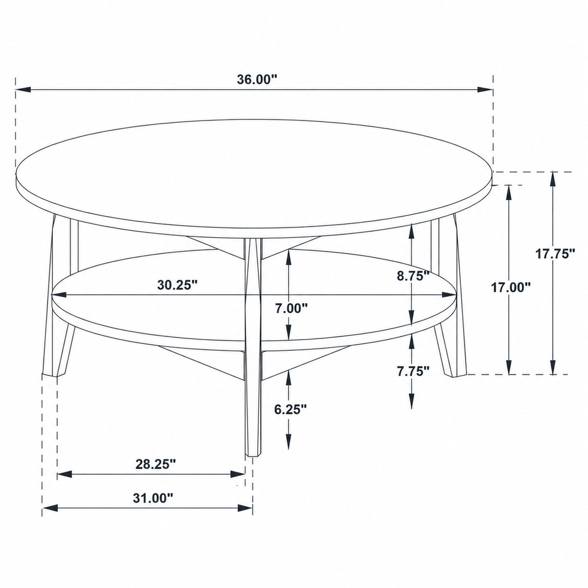Bradley Round SmartTop™ Cocktail Coffee Table Smokey Grey and Dark Brown