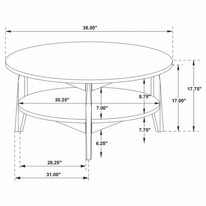 Bradley Round SmartTop™ Cocktail Coffee Table Smokey Grey and Dark Brown