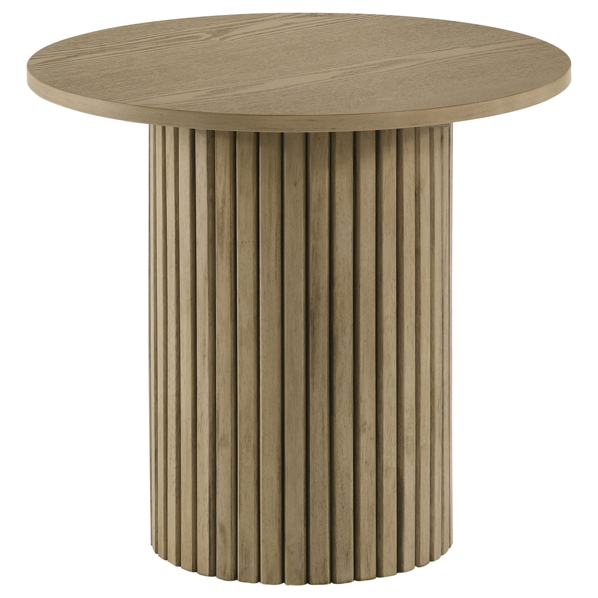 Hamlyn Round Fluted Occasional Side End Table Natural Oak