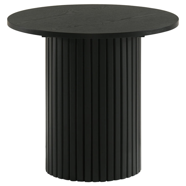 Hamlyn Round Fluted Occasional Side End Table Black