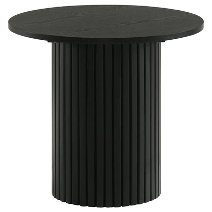 Hamlyn 2-piece Round Fluted Coffee and End Table Set Black