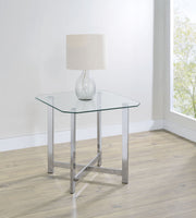 Cronin Square Tempered Glass Top Side End Table Chrome