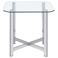Cronin Square Tempered Glass Top Side End Table Chrome