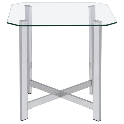 Cronin Square Tempered Glass Top Side End Table Chrome