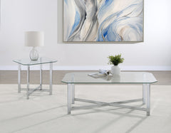 Cronin 2-piece Tempered Glass Top Coffee Table Set Chrome