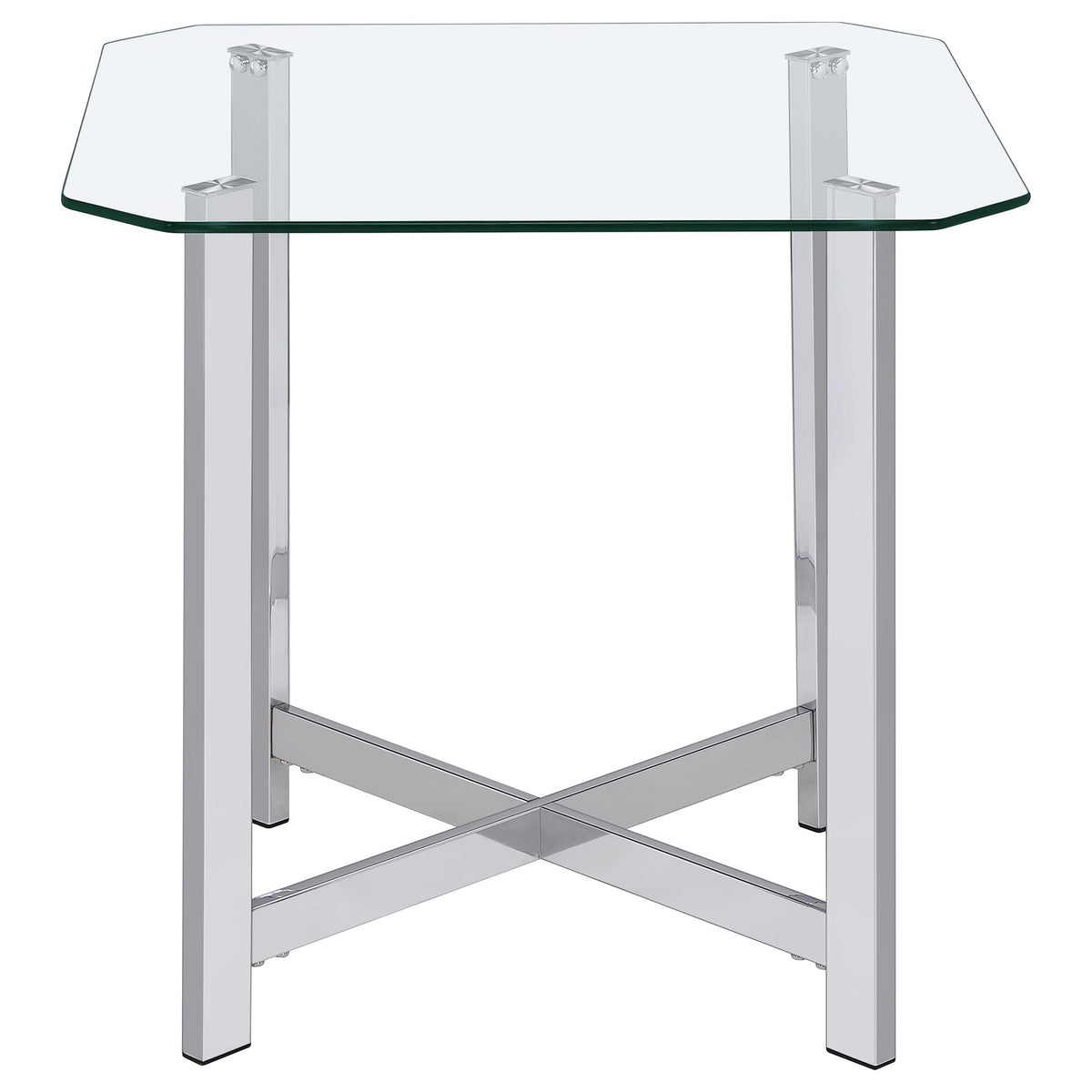 Cronin 2-piece Tempered Glass Top Coffee Table Set Chrome