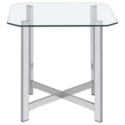 Cronin 2-piece Tempered Glass Top Coffee Table Set Chrome